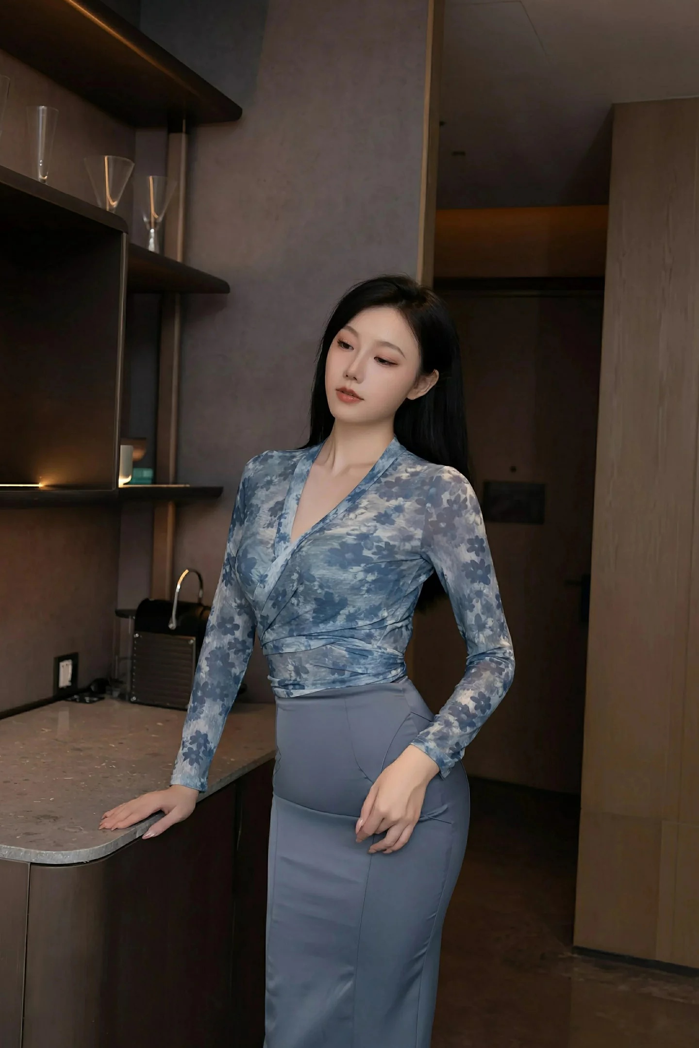 图片[1]-安然anran 灰色长裙-御萝部落