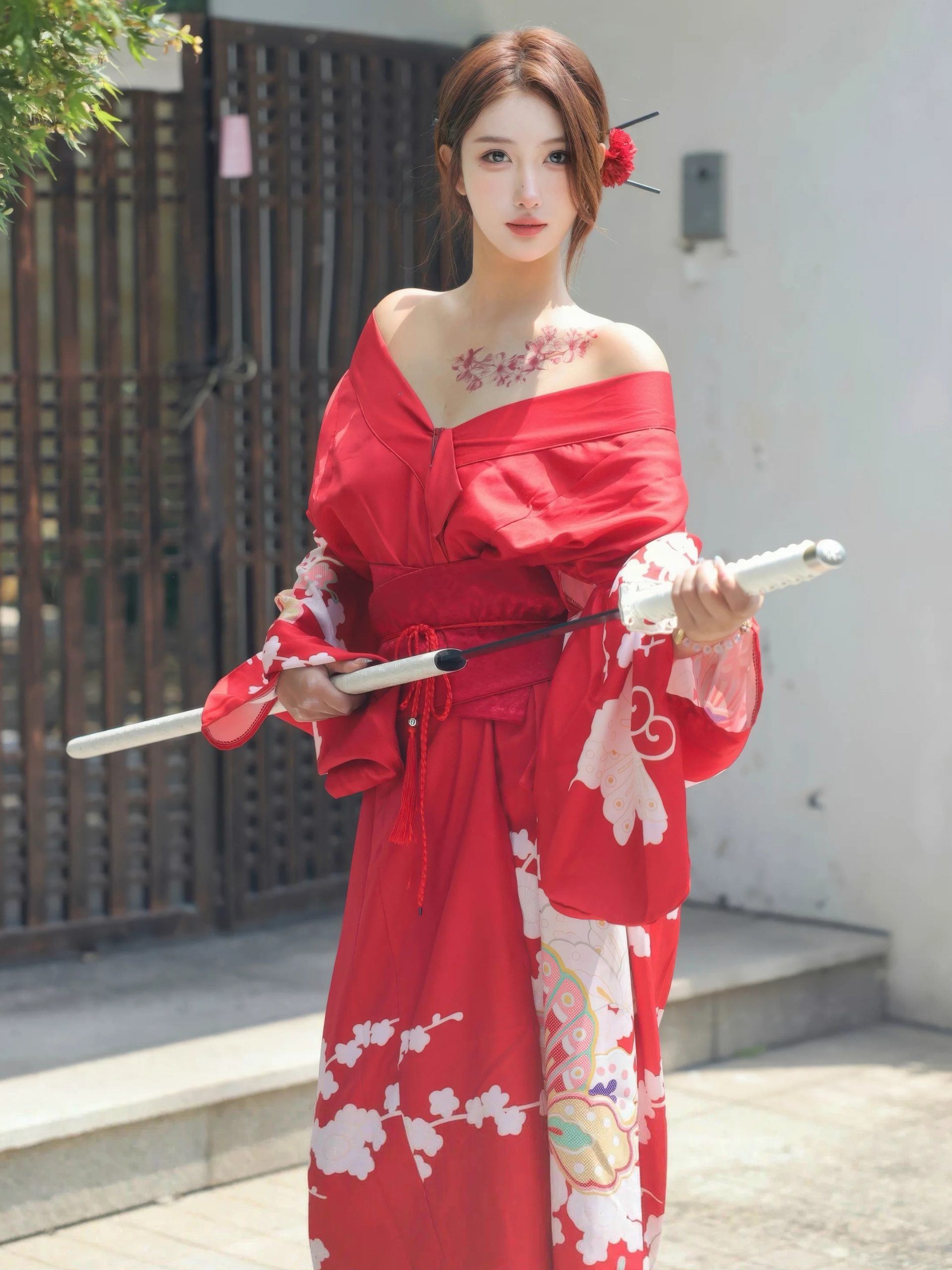 金允希Yuki 红色和服-御萝部落