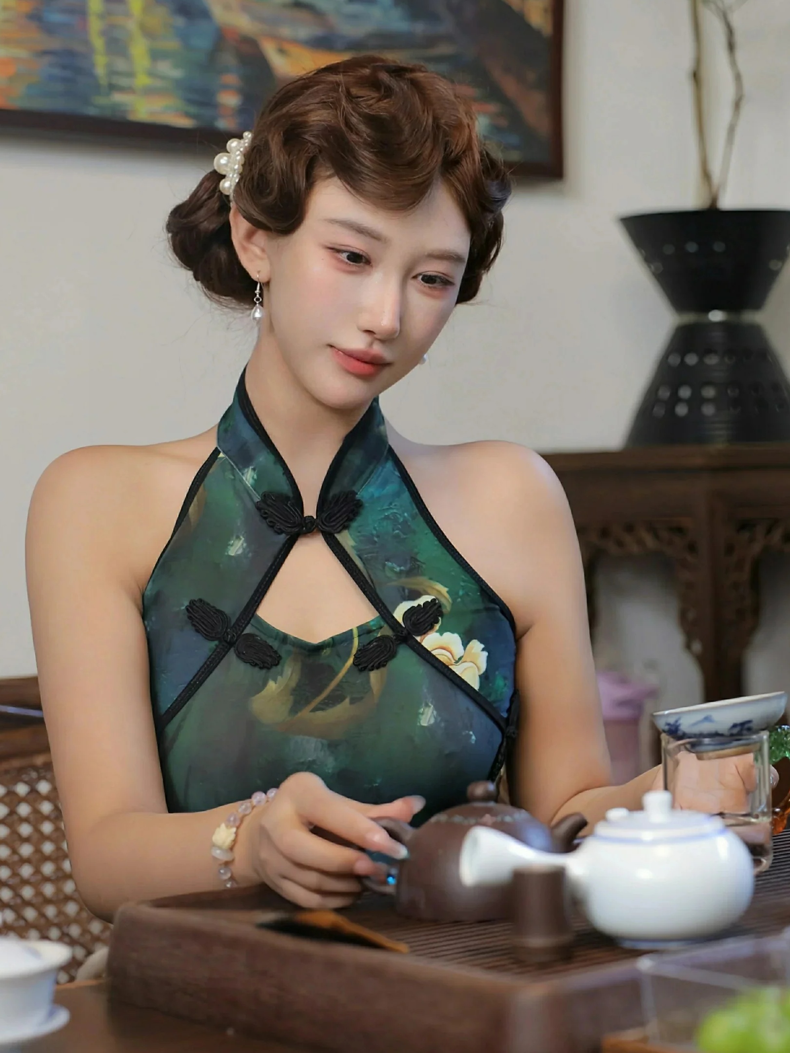 图片[2]-金允希Yuki 绿色旗袍-御萝部落