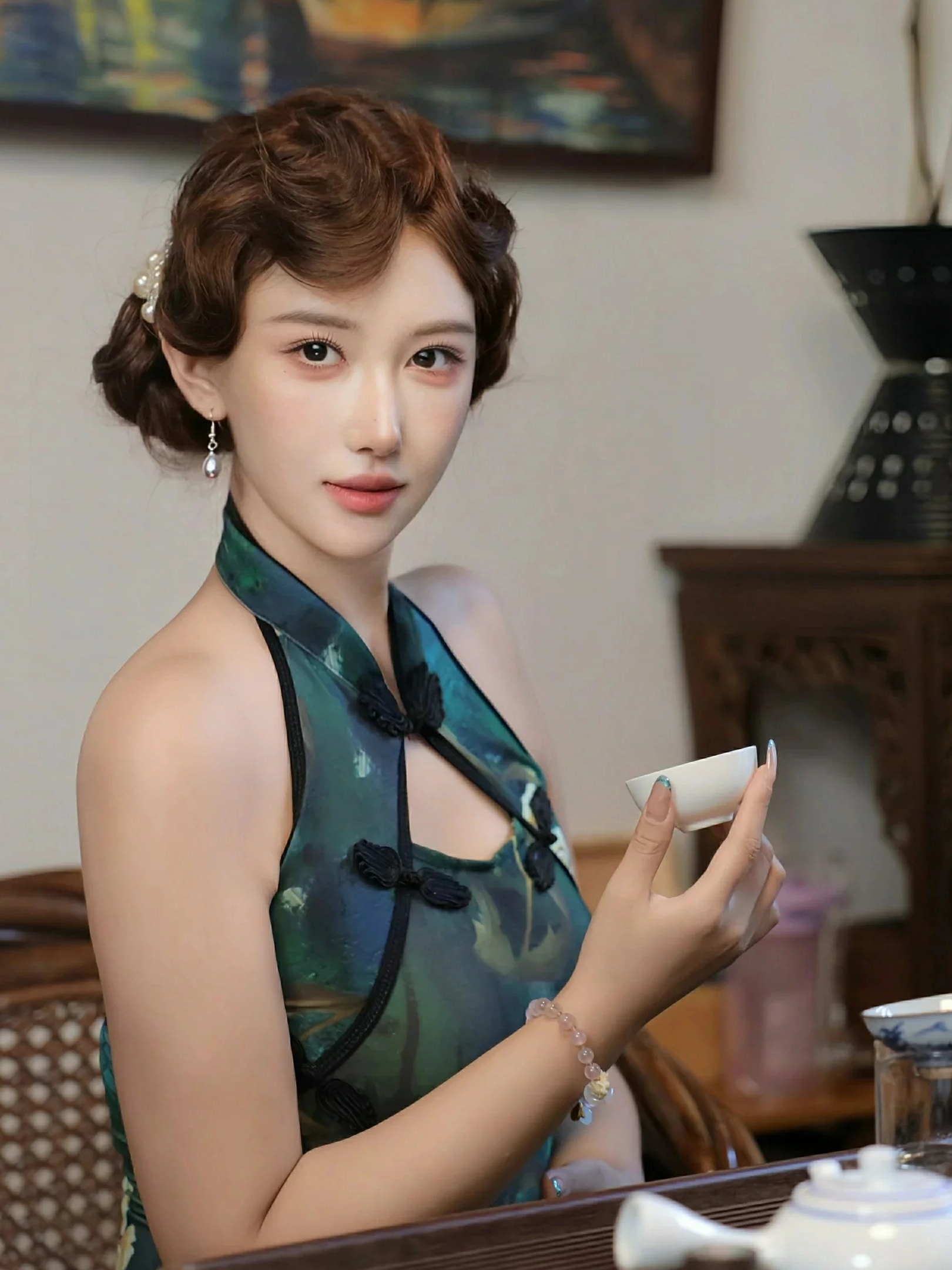图片[5]-金允希Yuki 绿色旗袍-御萝部落