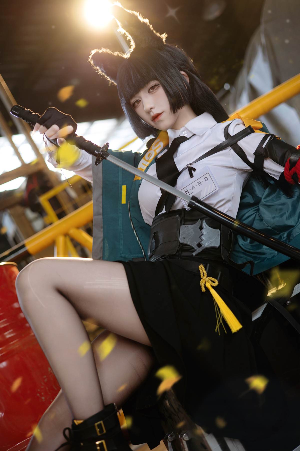 图片[3]-双木扶苏 – cos 星见雅：真人写实绝区零虚狩狐娘 黑发狐耳撕裂和服巨乳黑丝开档 极致诱惑无修正 30P-御萝部落