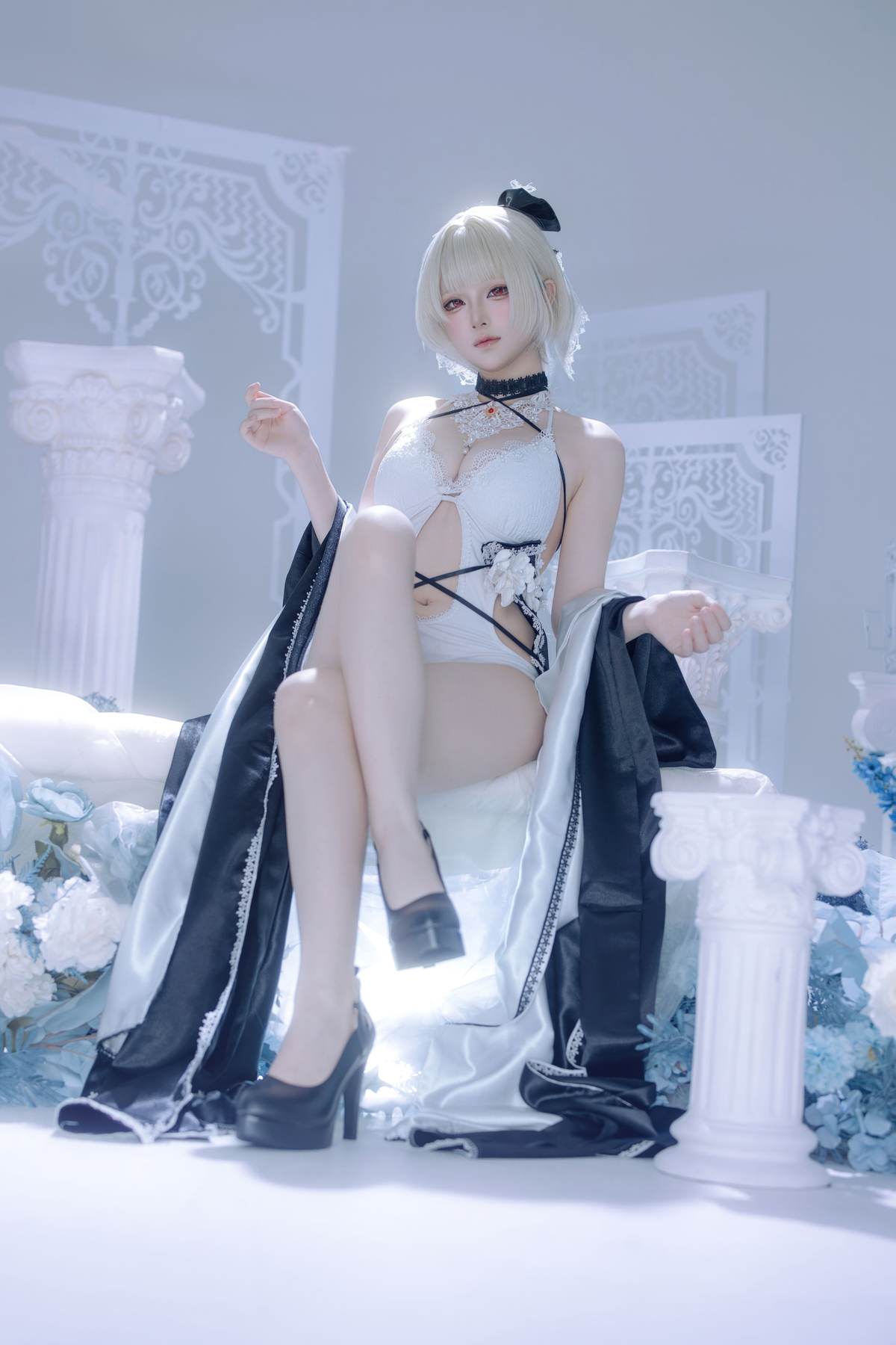 屿鱼 - 碧蓝航线 可畏同人礼服：黑白礼服白丝美腿冰蓝布景 63P-御萝部落