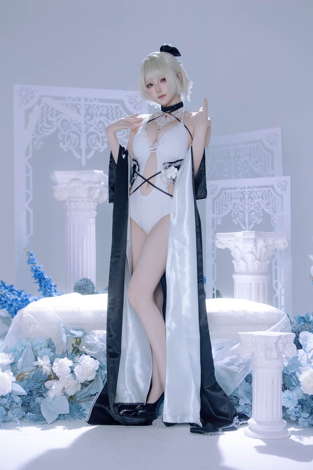 图片[3]-屿鱼 – 碧蓝航线 可畏同人礼服：黑白礼服白丝美腿冰蓝布景 63P-御萝部落