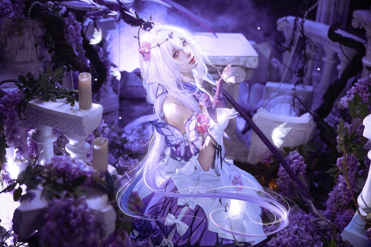 图片[3]-蠢沫沫 – 崩坏星穹铁道 遐蝶：紫白礼裙蝶翼梦幻还原 12P-御萝部落