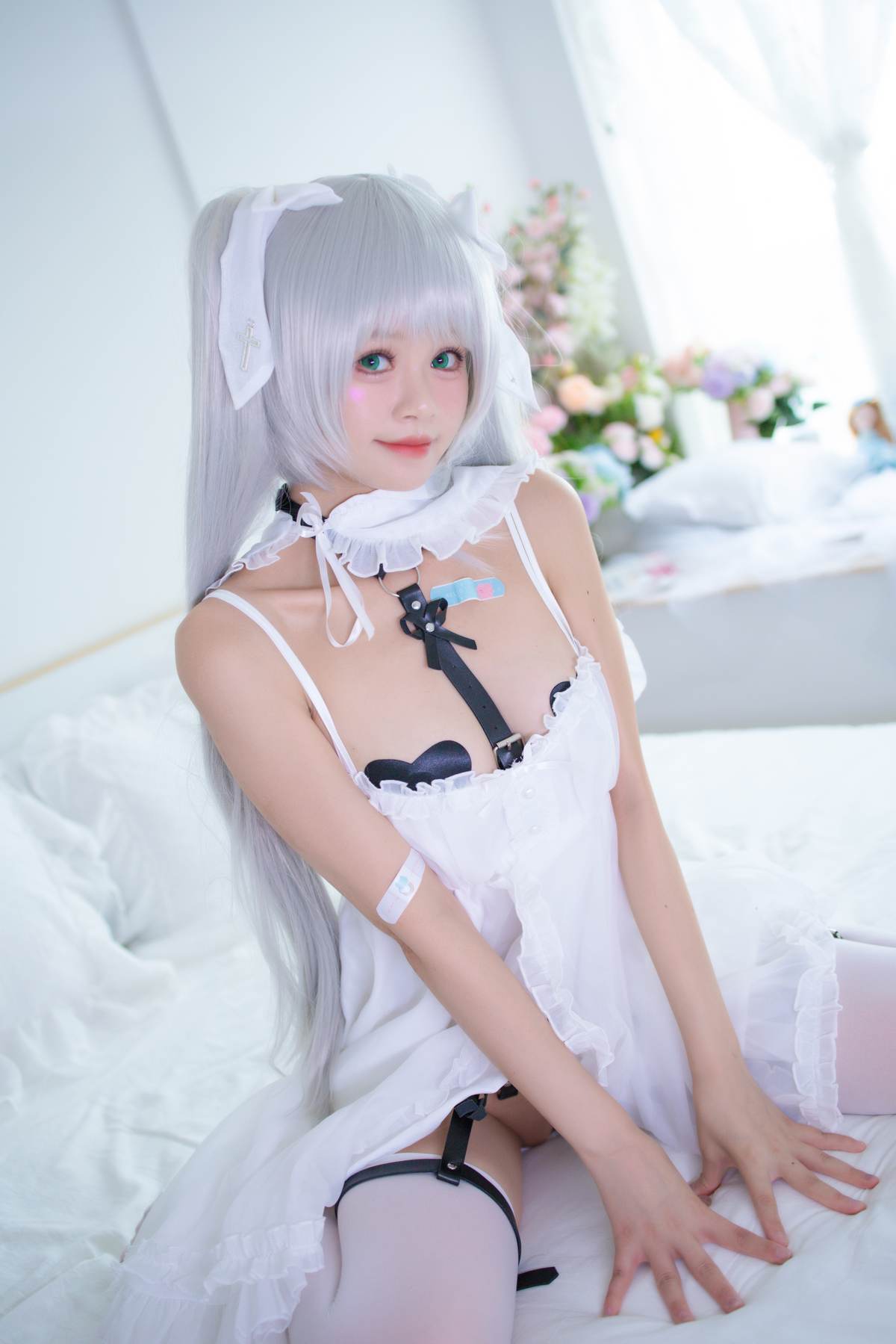 图片[3]-星黛鹿鹿 – 初音酱：蓝绿双马尾白丝美腿 58P-御萝部落