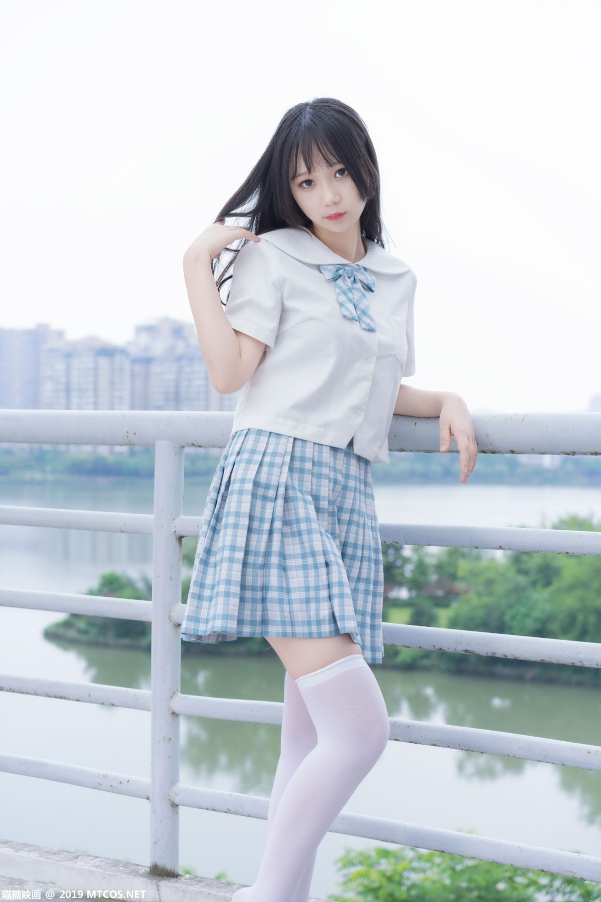 [喵糖映画]VOL.015 半度度度喵 白丝格子裙 - COSPLAY-御萝部落