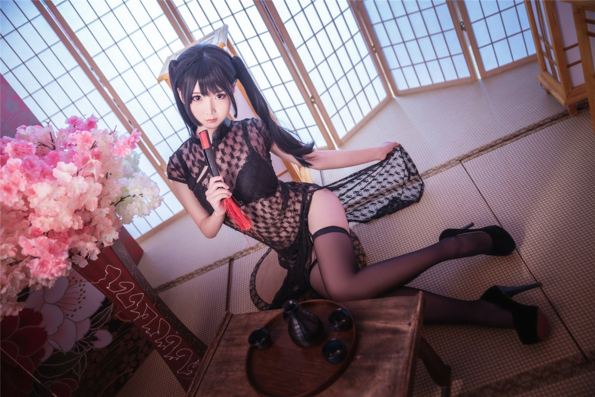 [Cosplay]面饼仙儿 - 黑丝情趣旗袍 - COSPLAY-御萝部落