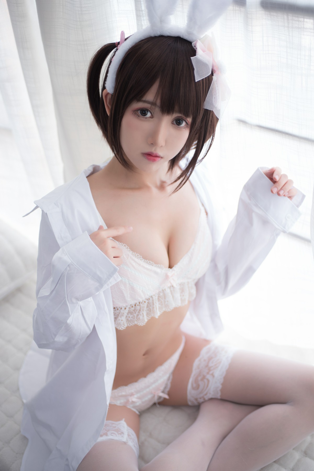 [Cosplay]鳗鱼霏儿 – 兽耳 白色蕾丝情趣 - COSPLAY-御萝部落